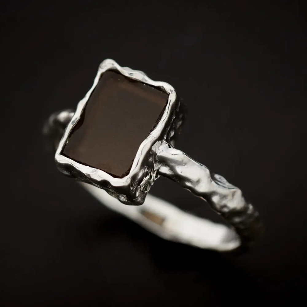 NWT 925 Silver and Genuine Smokey Quartz Gemstone Ring size 5 - Picture 2 of 4